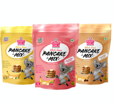Pancake Combo (Pack of 3- Vanilla, Chocolate & strawberry) - Made with Sorghum, Oats, Moong dal, Dates & Jaggery
